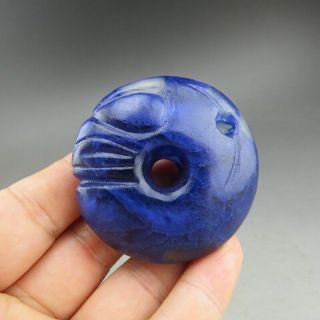 Chinese Jade,  Natural Blue Crystal,  Hongshan Culture,  Pig Dragon,  Pendant H0101