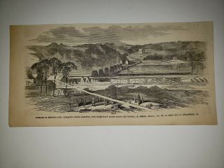Pontoon Bridge Berlin Virignia Potomac River Burnside 1862 Civil War Sketch Rare