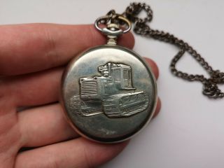 Very Rare Ussr Collectible Pocket Watch Molnija Tractor 3602 Serviced