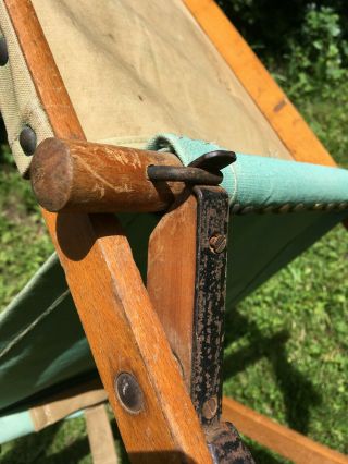 Antique Edwardian Campaign Chair Canvas Wood & Steel Folding Tent Camping 1910 7