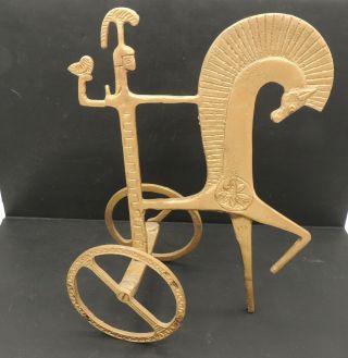 Vintage Etruscan Horse Chariot Athena With Owl Weinberg Style Brutalist Mcm