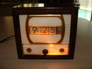 Vintage Tele - Vision Numechron Tymeter Clock W/ Rotating Numbers Tv Model -