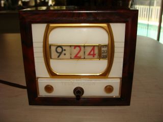 Vintage TELE - VISION Numechron Tymeter Clock w/ Rotating Numbers TV Model - 2