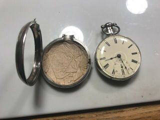Antique silver pair case verge pocket watch.  M.  I.  Tobias 2