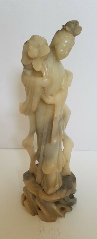 Outstanding Large Antique Chinese Carving In Soapstone Of Guanyin 19th Century