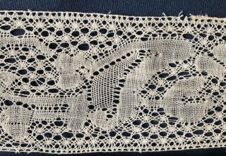 19th C.  Handmade Binche Bobbin Lace - Stylized Design Craft Collect