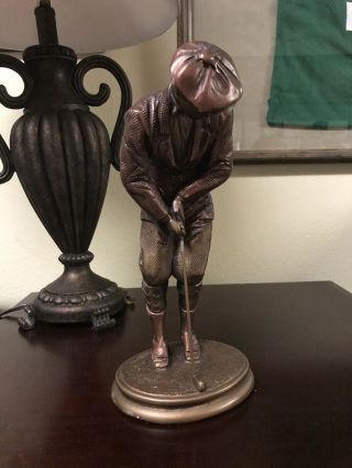 Vintage Multi Bronze Patina Austin Sculpture Male Golfer Putting Signed 11.  5”