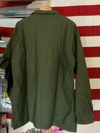 Vintage Vietnam War US Army OG - 107 Cotton Sateen Uniform Shirt.  17.  1/2 x 36 2