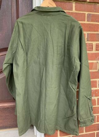 Vintage Vietnam War US Army OG - 107 Cotton Sateen Uniform Shirt.  17.  1/2 x 36 8
