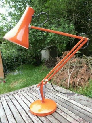 Rare Vintage Orange Herbert Terry Anglepoise Desk Bench Lamp.