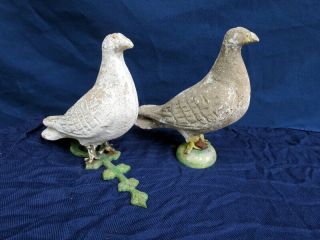 Vintage Concrete/cement Statuary Weathered Painted Mourning Doves