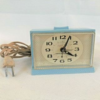 Ge Blue Vintage Electric Alarm Clock Lighted Dial With Snooze Button Usa