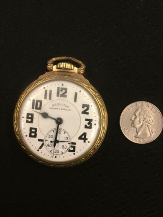 1943 Hamilton Pocket Watch 992b 10k Gf Hamilton Case 16s Runs