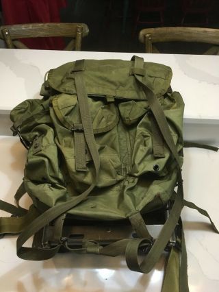 Us Military Army Nylon Backpack Metal Frame Combat Field Pack Lc - 1 Medium Vtg