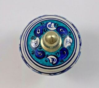 Handmade Turkish Marmara Cini Pottery Kutahya Covered Jar Signed 3 1/2” 5
