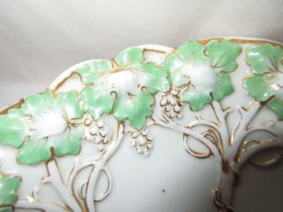 Antique 1800s Meissen Porcelain Bowl Grape Leaves Clusters Vines 3