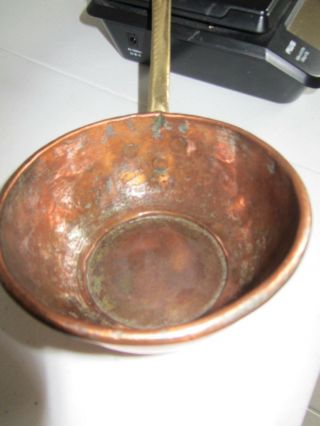 Antique Colonial Copper Hammered Dipper/Ladel - WOW Patina - Bowl is 6 