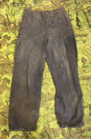Rare Vietnam Era Us Army Jungle Trousers,  1st Pattern,  Dyed Black,  Macv - Sog