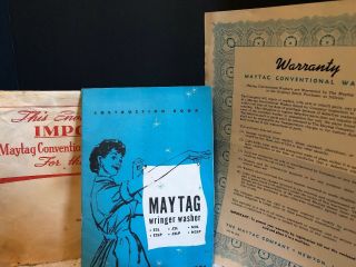 Vintage 1940s Maytag Wringer Washing Machine Instruction Booklet &