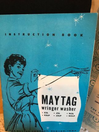 Vintage 1940s Maytag Wringer Washing Machine Instruction Booklet & 2