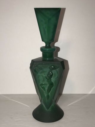 Vintage Ingrid Curt Schlevogt Art Deco Malachite Perfume Bottle Green Lady 2