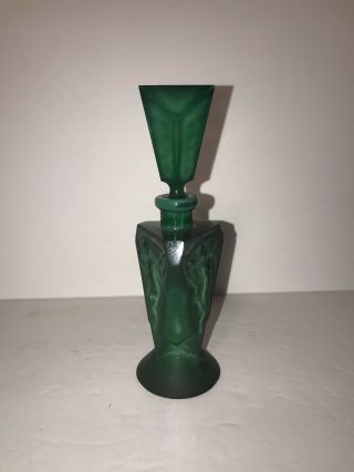 Vintage Ingrid Curt Schlevogt Art Deco Malachite Perfume Bottle Green Lady 7