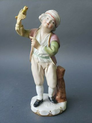 18th Century Royal Vienna Porcelain Figure Young Boy Holding Bird