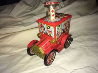 Yoshiya Ko Made In Japan Wind Up Merry Blower Circus Car Looks Great Great