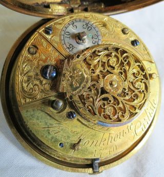 Monkhouse Carlisle Pocket Watch Pair Case Fusee Verge&Papers Old Vtg Antique 4