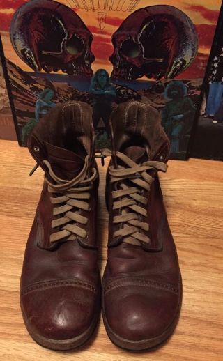 Vintage Wwii Era Us Army Military Official Uniform Brown Leather Boots.  Rare.