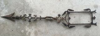 Unusual Antique Wrought Iron Weather Vane Arrow Part With Patina