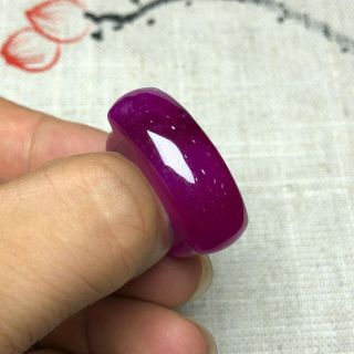 Chinese Purple Jadeite Jade Handwork Collectible Horse Saddle Shape No.  9 Ring