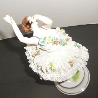 Antique Dresden Porcelain Lace Ballerina Figurine Dancer 10 
