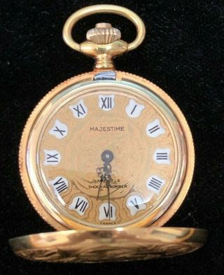 Majestime 17 Jewels Vintage Mechanical Wind Up Pocket Watch 14k Gold