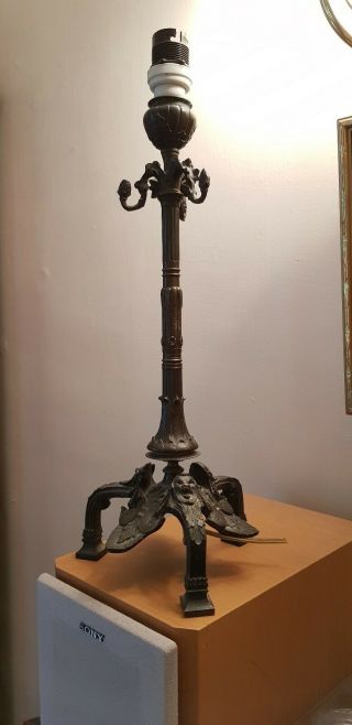 Antique Bronze Table Lamp Base Rare