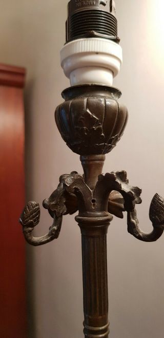 Antique Bronze Table lamp Base rare 4