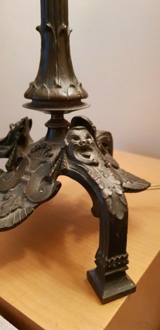 Antique Bronze Table lamp Base rare 7