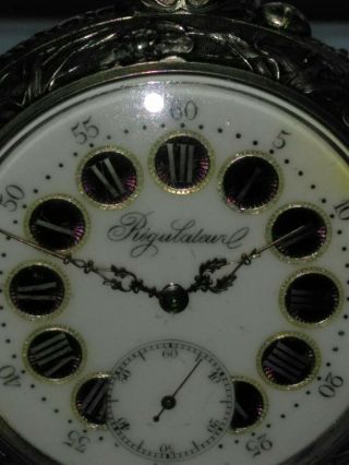 Large Decorative Railroad Regulator Antique Pocket Watch For Repairing Not Run