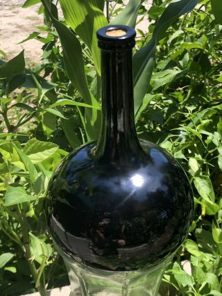 Vintage Style?green Onion Glass Wine Bottle With Cork Horseshoe Bottom