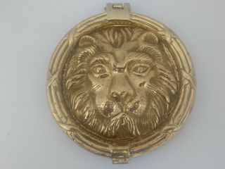 Large Vtg Solid Brass Lions Head Door Knocker Old Hardware 8.  5 " Heavy