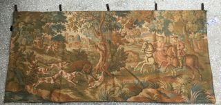 Magnum Ops French Tapestry Wall Hanging Very Old Woven 1289 Size:4.  9x2.  3feet