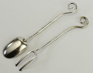 ARTS & CRAFTS Antique SILVER PLATED SPOON & PICKLE FORK c1900​ 5