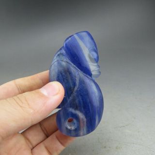 Chinese,  jade,  Hongshan culture,  Natural blue crystal,  Apollo,  pendant Q555 3