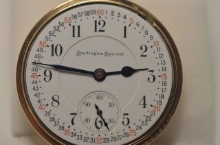 16s 21j Burlington Special Railroad Pocket Watch,  Montgomery Dial,  Case 2