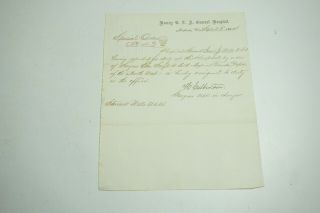 Antique 1864 Civil War Special Orders Report To Duty At Hospital Letter