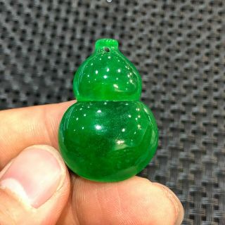 Rare Chinese Green Jadeite Jade Auspicious Gourd Handwork Collectible Pendant