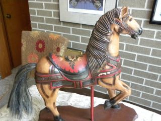 Vintage Hand Painted wood horse on wheels 6