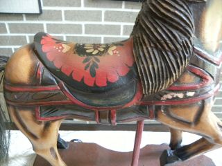 Vintage Hand Painted wood horse on wheels 8