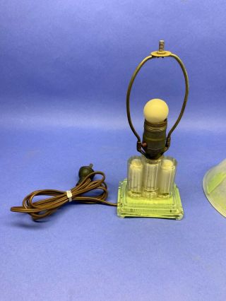 Vintage Art Deco Glass Boudoir Bedroom Lamp with Glass Shade 5