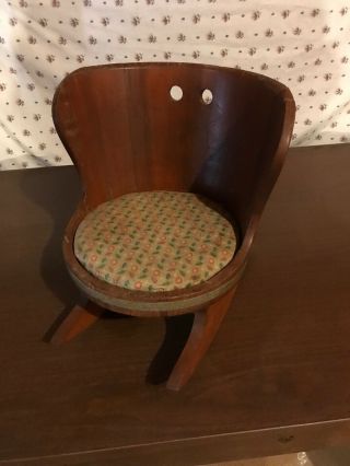 Antique Wood Barrel Rocking Chair Rocker Seat Cushion Child EXC 2